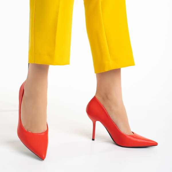 Дамски обувки  червени  от еко кожа  Leya, 5 - Kalapod.bg