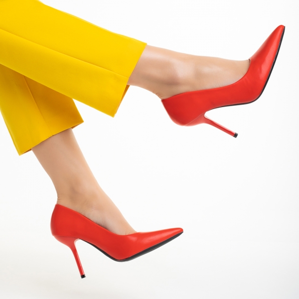 Дамски обувки  червени  от еко кожа  Leya, 6 - Kalapod.bg