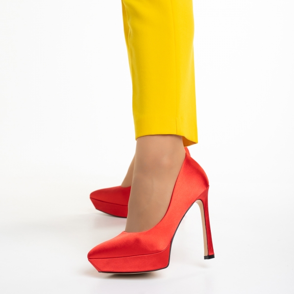 Дамски обувки  червени  от текстилен материал  Coriana, 3 - Kalapod.bg