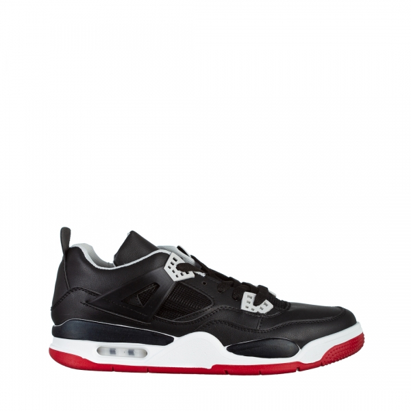Мъжки спортни обувки  черни  с червено от еко кожа  Abramo, 2 - Kalapod.bg