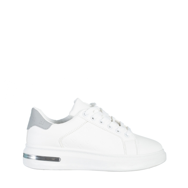 Дамски спортни обувки  бели със сиво от еко кожа  Denesha, 2 - Kalapod.bg
