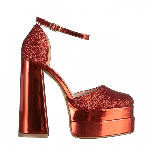 Дамски обувки  червени  от текстилен материал  Elara, 2 - Kalapod.bg