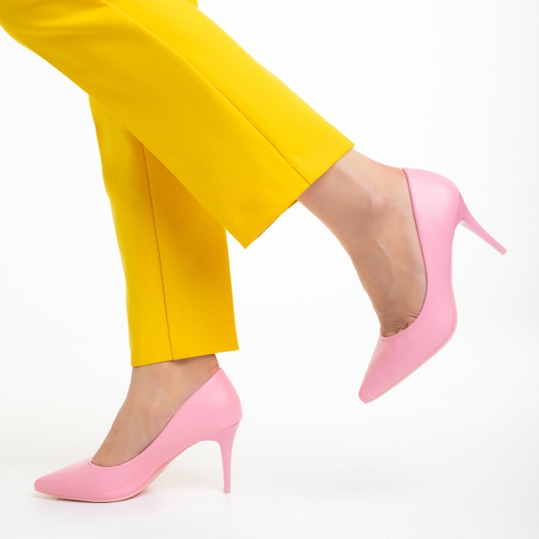 Дамски обувки розови  от еко кожа  с ток  Lenaya, 4 - Kalapod.bg