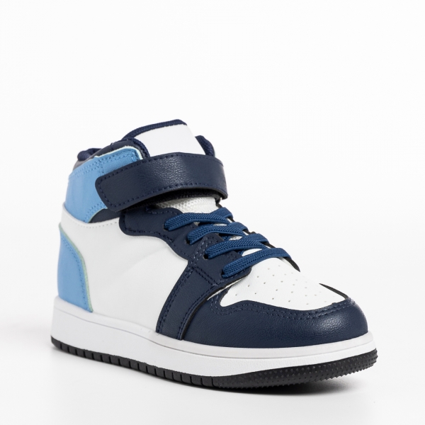 Детски спортни обувки сини с бяло от еко кожа  Haddie - Kalapod.bg
