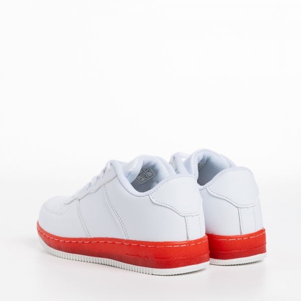 Детски спортни обувки  бели  с червено  от еко кожа  Carsyn, 4 - Kalapod.bg