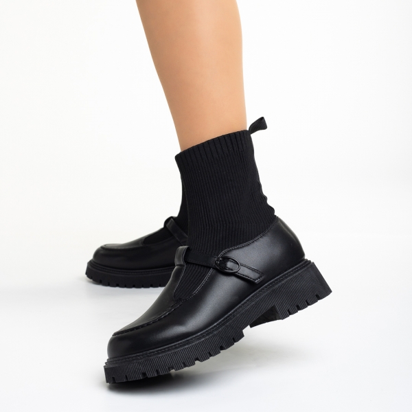 Всекидневни дамски обувки черни от еко кожа и текстилен материал Dallas, 3 - Kalapod.bg