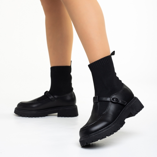 Всекидневни дамски обувки черни от еко кожа и текстилен материал Dallas - Kalapod.bg