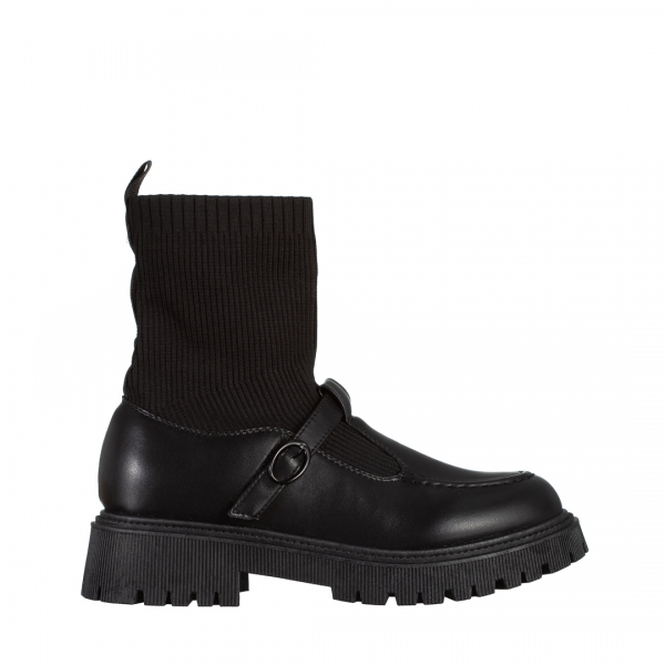Всекидневни дамски обувки черни от еко кожа и текстилен материал Dallas, 2 - Kalapod.bg