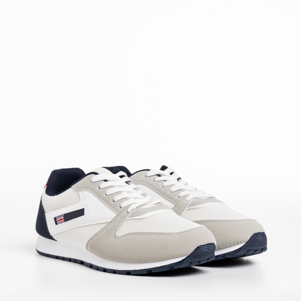 Мъжки спортни обувки  бели със сиво   от текстилен материал  Vencil - Kalapod.bg