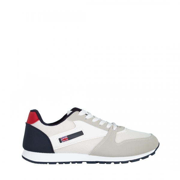 Мъжки спортни обувки  бели със сиво   от текстилен материал  Vencil, 2 - Kalapod.bg