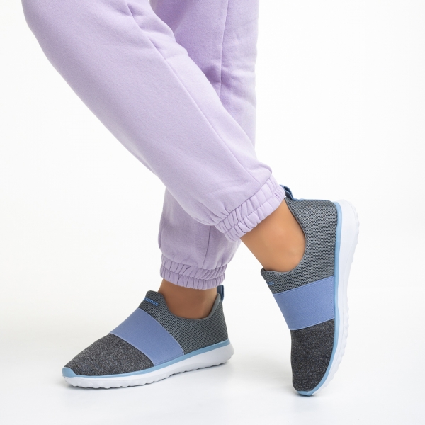 Дамски спортни обувки  сиви със синьо от текстилен материал  Sisto, 3 - Kalapod.bg