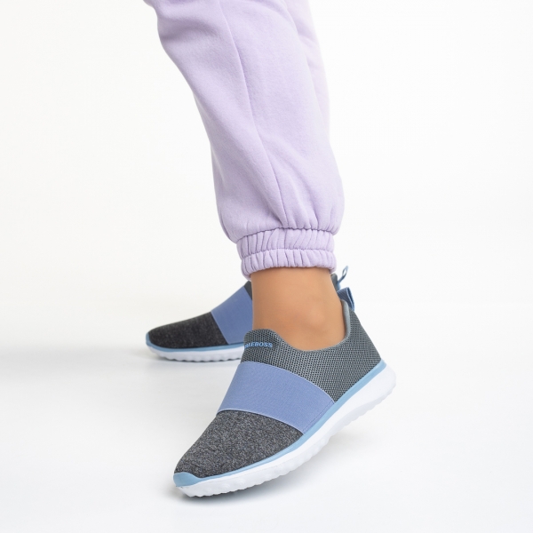 Дамски спортни обувки  сиви със синьо от текстилен материал  Sisto - Kalapod.bg