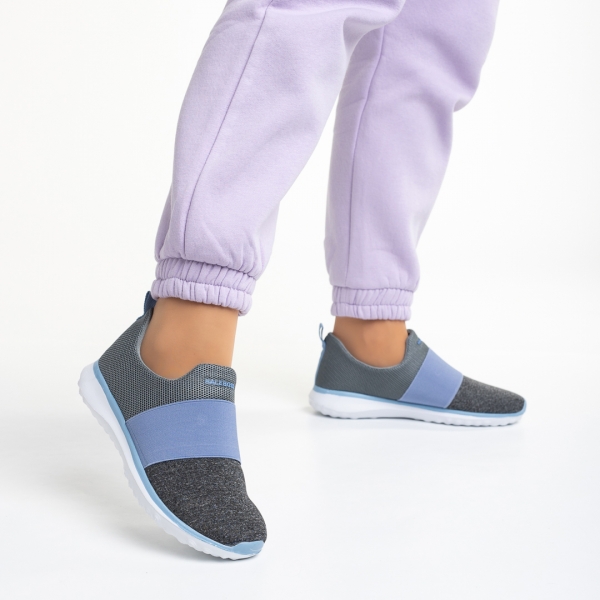 Дамски спортни обувки  сиви със синьо от текстилен материал  Sisto, 4 - Kalapod.bg