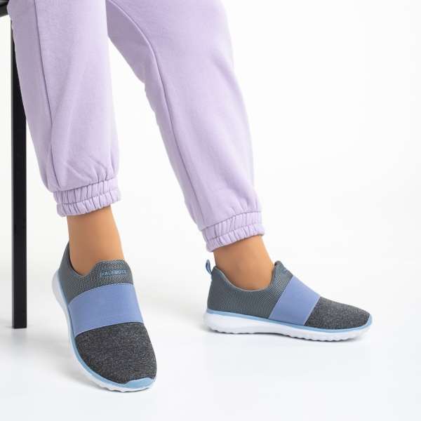 Дамски спортни обувки  сиви със синьо от текстилен материал  Sisto, 5 - Kalapod.bg