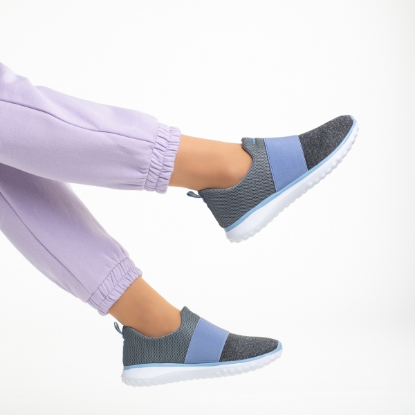 Дамски спортни обувки  сиви със синьо от текстилен материал  Sisto, 6 - Kalapod.bg
