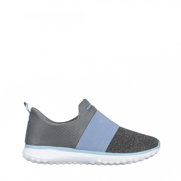 Дамски спортни обувки  сиви със синьо от текстилен материал  Sisto, 2 - Kalapod.bg