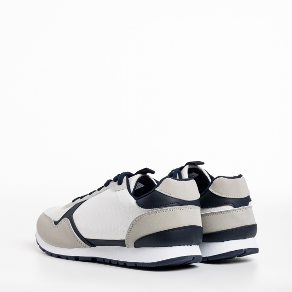 Мъжки спортни обувки  бели със сиво   от текстилен материал  Sandon, 4 - Kalapod.bg