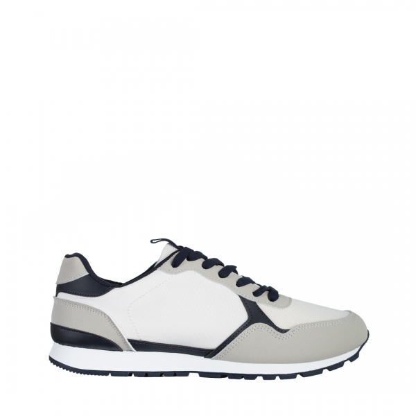 Мъжки спортни обувки  бели със сиво   от текстилен материал  Sandon, 2 - Kalapod.bg