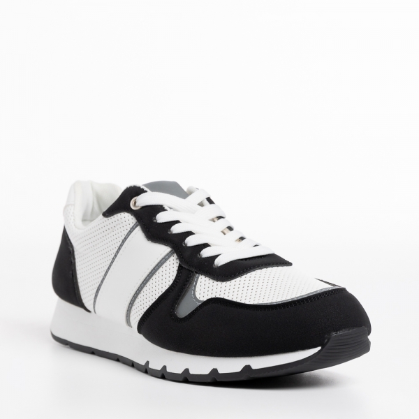 Мъжки спортни обувки  бели  с  черно  от текстилен материал  Lorenzo, 3 - Kalapod.bg