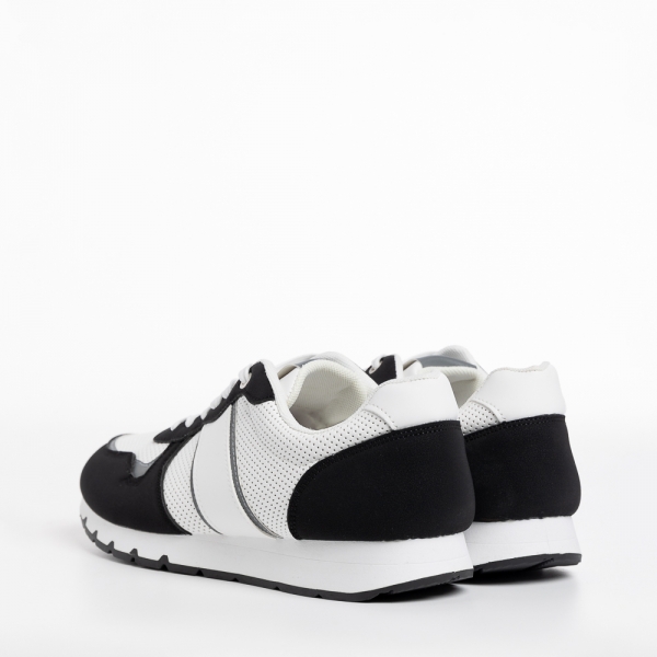 Мъжки спортни обувки  бели  с  черно  от текстилен материал  Lorenzo, 4 - Kalapod.bg