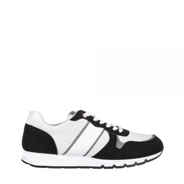 Мъжки спортни обувки  бели  с  черно  от текстилен материал  Lorenzo, 2 - Kalapod.bg