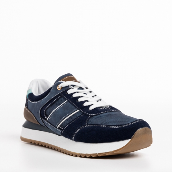 Мъжки спортни обувки  сини  от еко кожа  Chase, 3 - Kalapod.bg