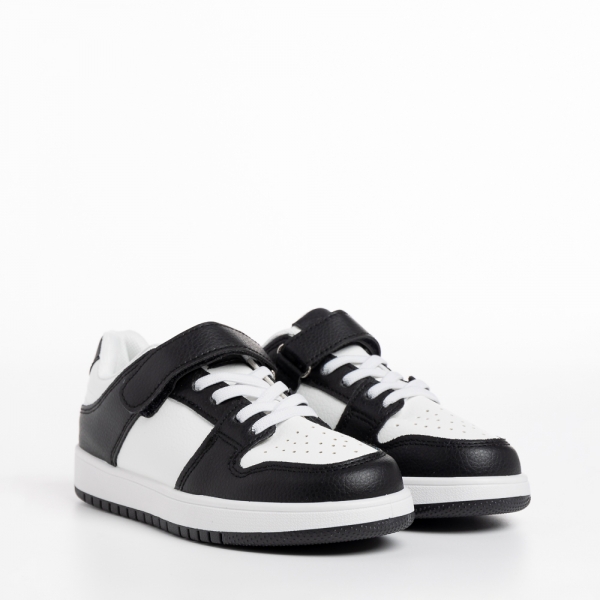 Детски спортни обувки  бели  с  черно  от еко кожа  Bristol, 3 - Kalapod.bg
