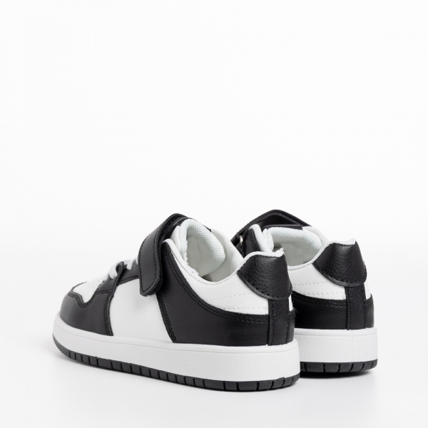 Детски спортни обувки  бели  с  черно  от еко кожа  Bristol, 4 - Kalapod.bg