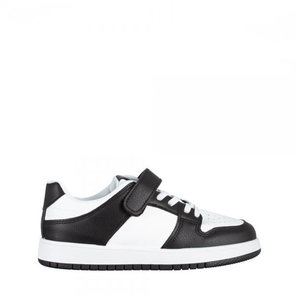 Детски спортни обувки  бели  с  черно  от еко кожа  Bristol, 2 - Kalapod.bg
