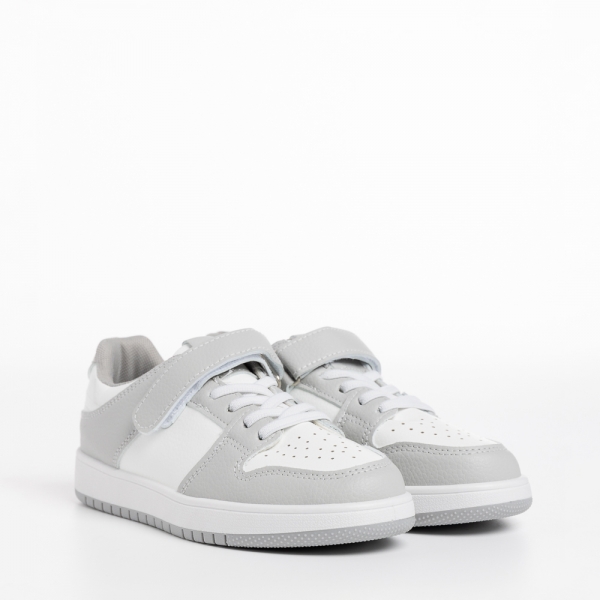 Детски спортни обувки  бели със сиво  от еко кожа  Bristol, 3 - Kalapod.bg