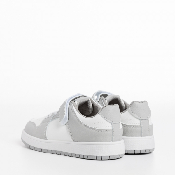 Детски спортни обувки  бели със сиво  от еко кожа  Bristol, 4 - Kalapod.bg