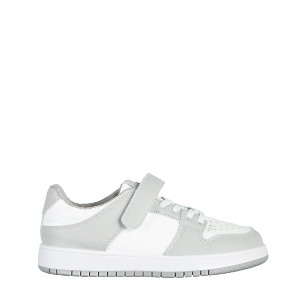 Детски спортни обувки  бели със сиво  от еко кожа  Bristol, 2 - Kalapod.bg
