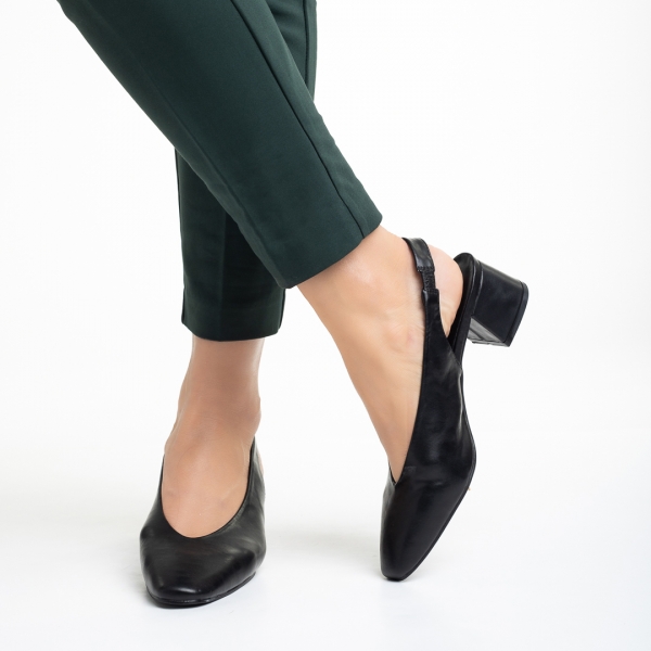 Дамски обувки  черни от еко кожа  с ток  Zelda, 5 - Kalapod.bg
