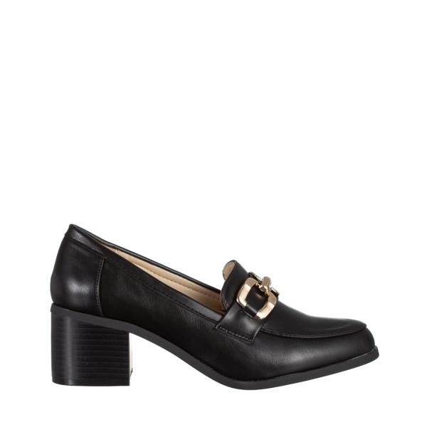 Дамски обувки  черни  от еко кожа с ток  Quintina, 2 - Kalapod.bg