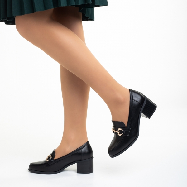 Дамски обувки  черни  от еко кожа с ток  Felicienne - Kalapod.bg