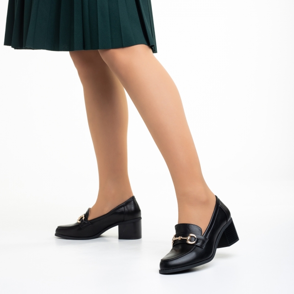 Дамски обувки  черни  от еко кожа с ток  Felicienne, 5 - Kalapod.bg
