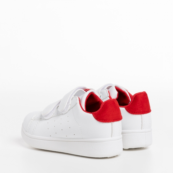 Детски спортни обувки  бели  с  червено от еко кожа   Artio, 4 - Kalapod.bg
