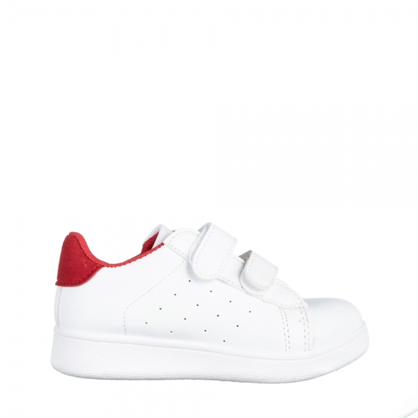 Детски спортни обувки  бели  с  червено от еко кожа   Artio, 2 - Kalapod.bg