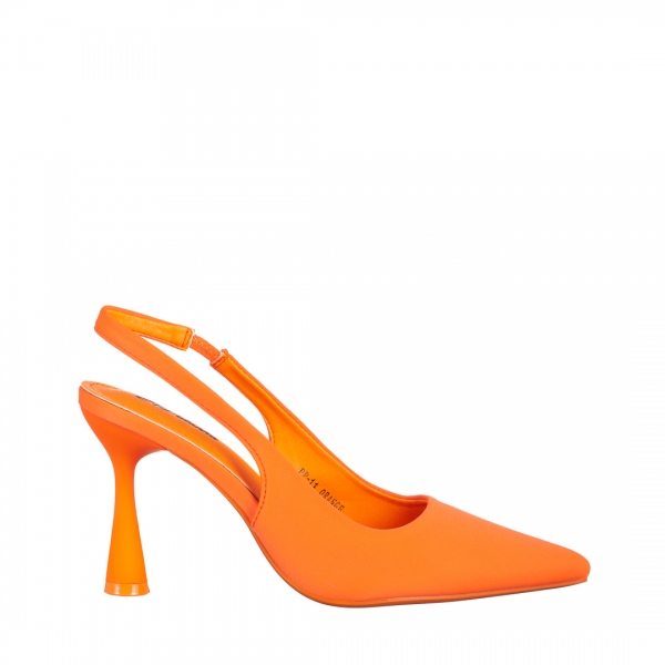Дамски обувки  оранжеви  от текстилен материал  с ток  Dolabella, 2 - Kalapod.bg