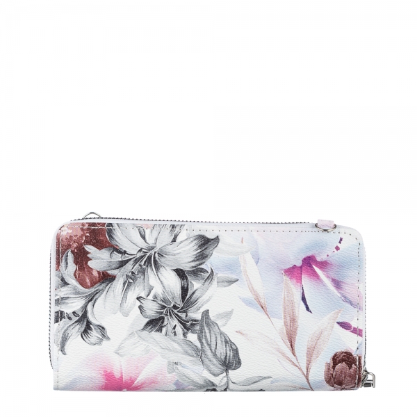 Дамско портмоне бяло  с цветя  от еко кожа  Catriona, 5 - Kalapod.bg