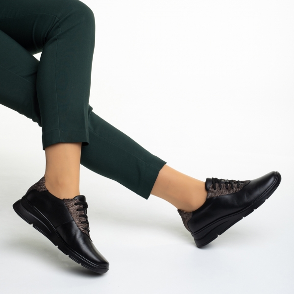 Всекидневни дамски обувки  черни  от естествена кожа Anahita, 6 - Kalapod.bg