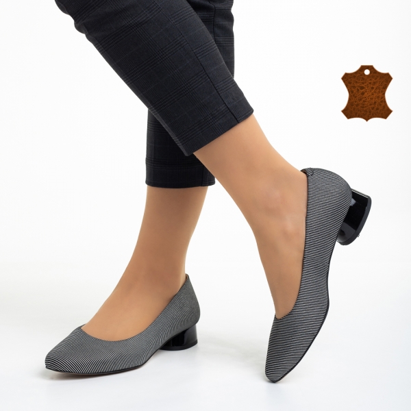 Дамски обувки Marco черни със сребристо от естествена кожа Meral - Kalapod.bg