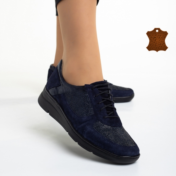 Всекидневни дамски обувки  сини  от естествена кожа Meira - Kalapod.bg