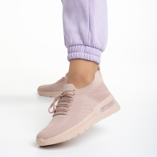 Дамски спортни обувки  розови  от текстилен материал  Miyoko, 3 - Kalapod.bg
