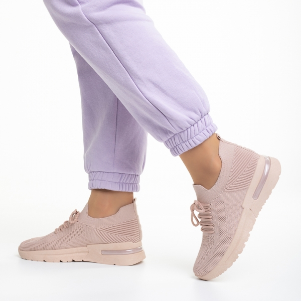 Дамски спортни обувки  розови  от текстилен материал  Miyoko, 4 - Kalapod.bg