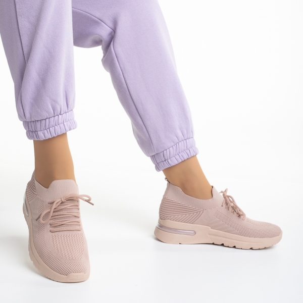 Дамски спортни обувки  розови  от текстилен материал  Miyoko, 5 - Kalapod.bg