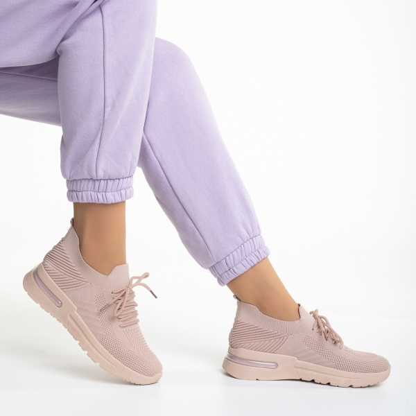 Дамски спортни обувки  розови  от текстилен материал  Miyoko, 6 - Kalapod.bg