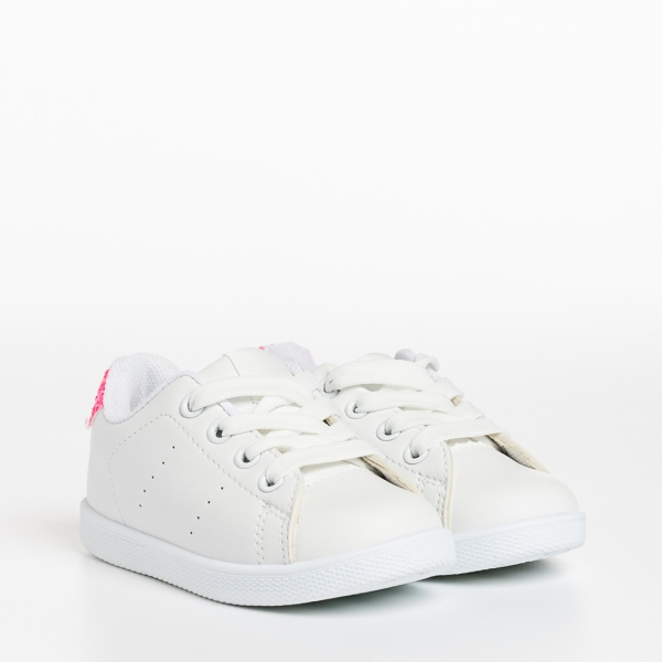 Детски спортни обувки  бели с цикламено  от еко кожа  Omar, 4 - Kalapod.bg