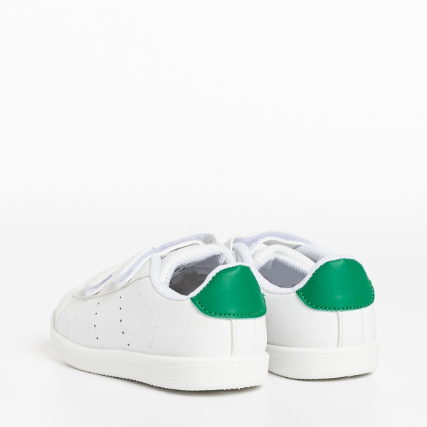 Детски спортни обувки  бели със зелено  от еко кожа  Frost, 4 - Kalapod.bg