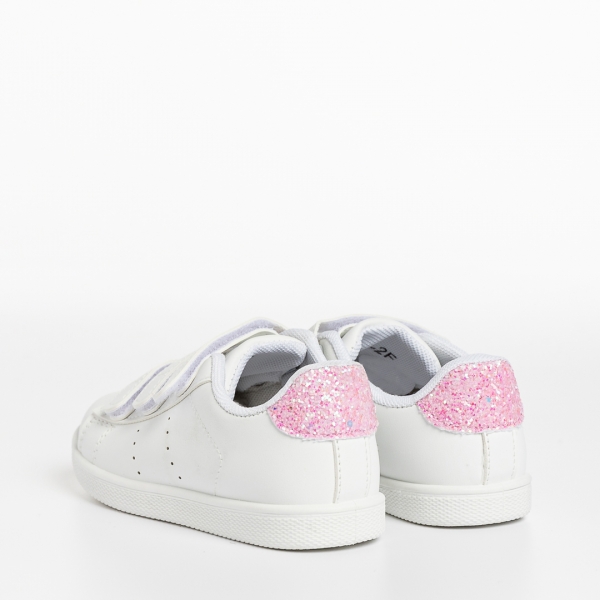 Детски спортни обувки  бели с розово от еко кожа  Faydra, 4 - Kalapod.bg